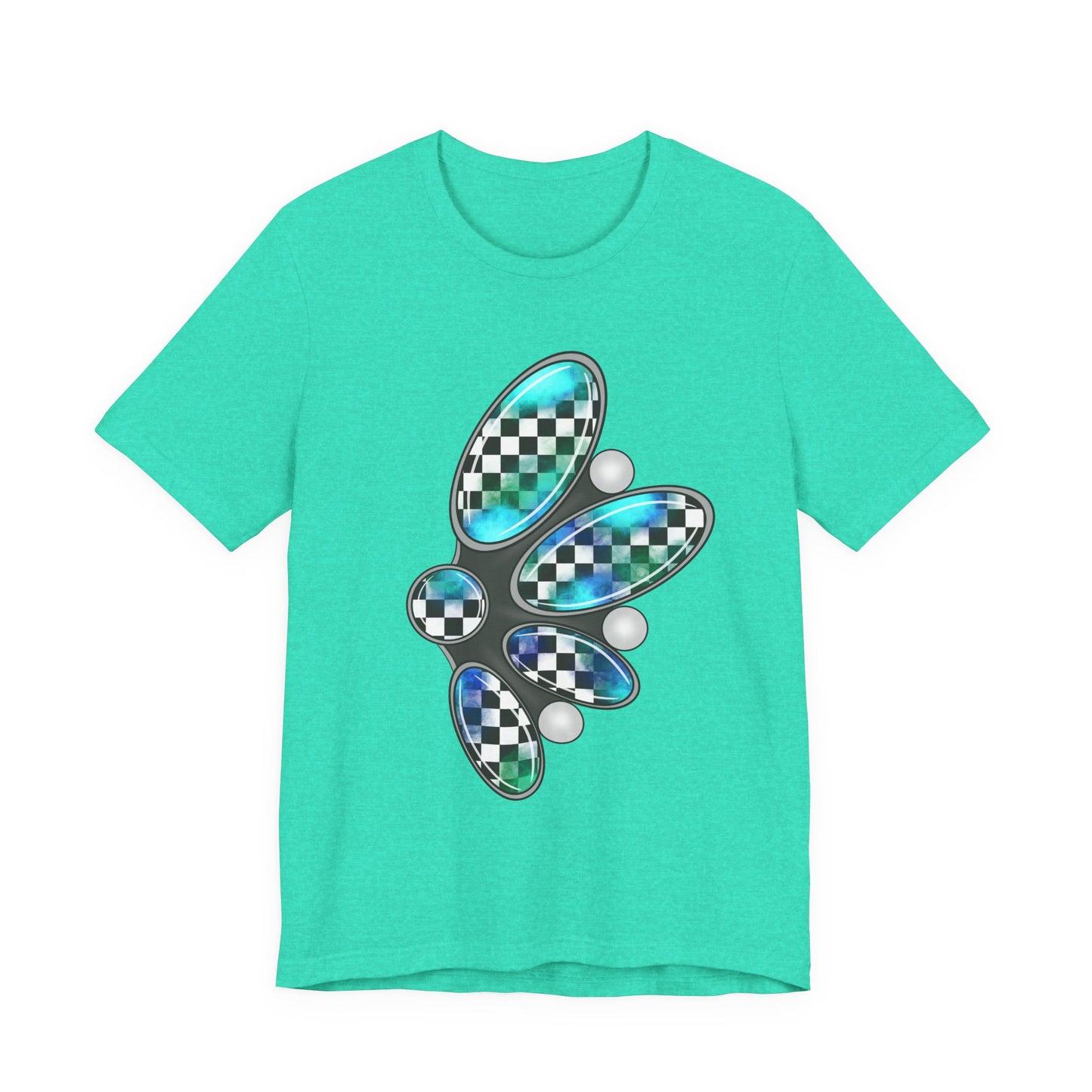 Blue Green Checkerboard Jewelry Graphic Tee