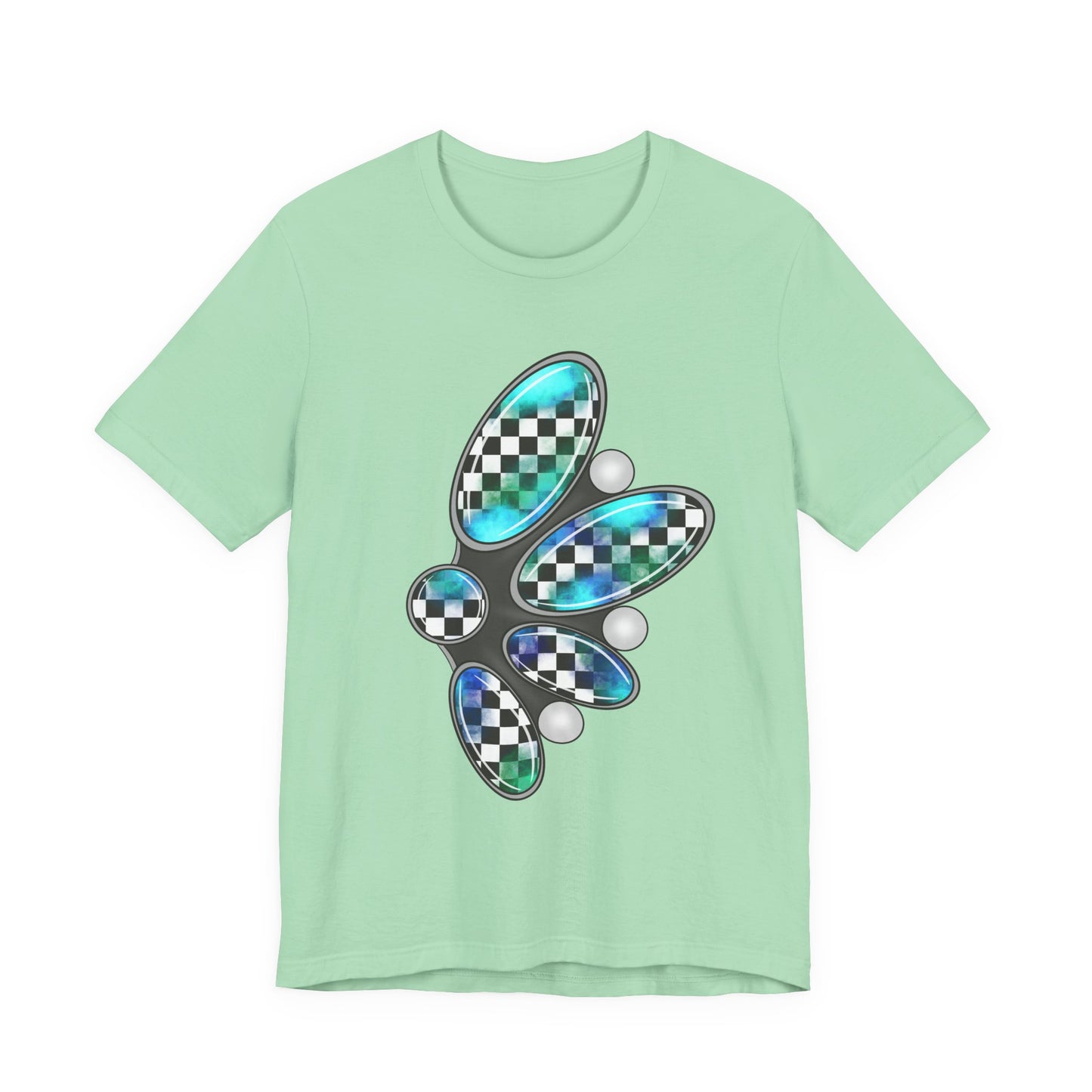 Blue Green Checkerboard Jewelry Graphic Tee