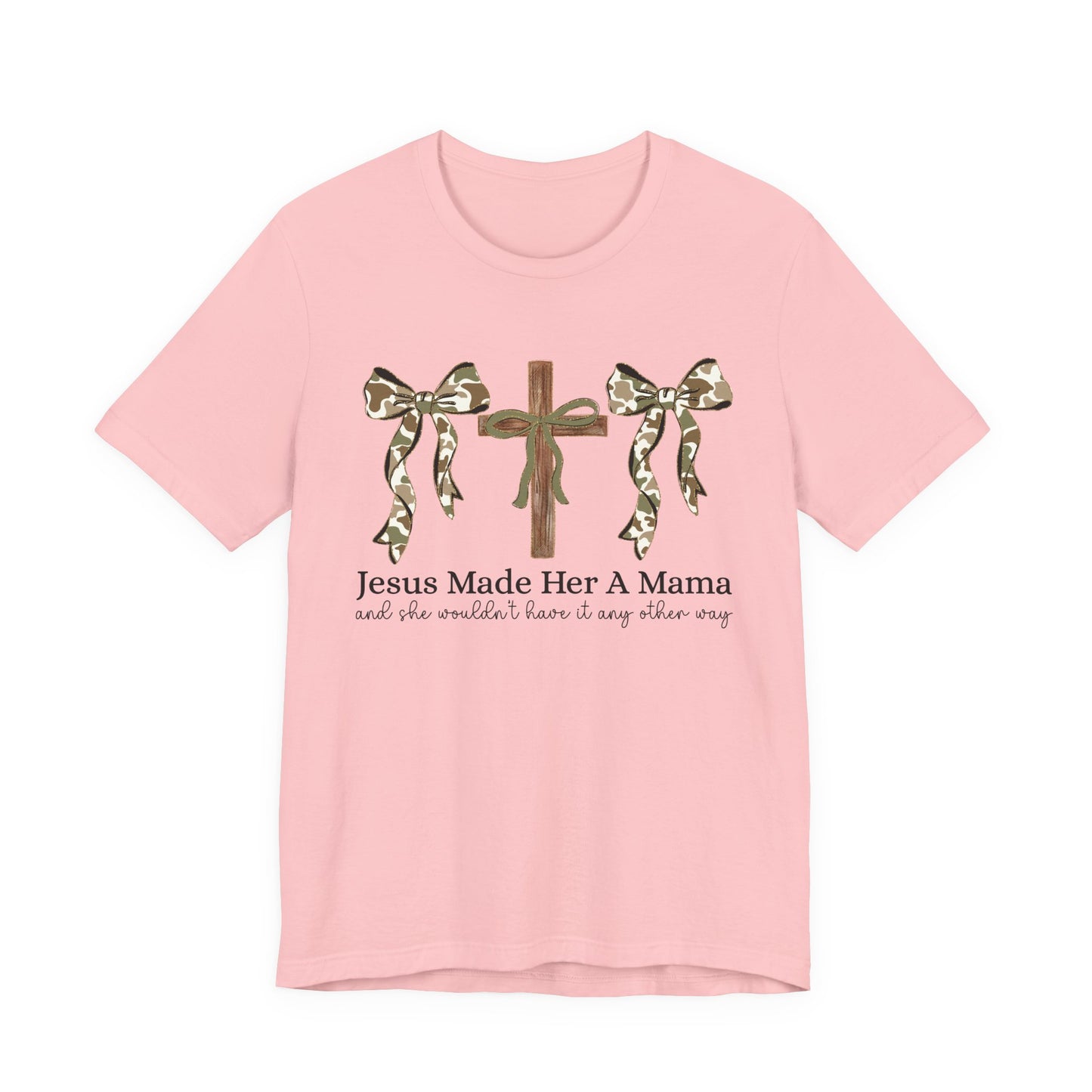 Jesus Made Her A Mama Cross & Camo Bow Graphic Tee