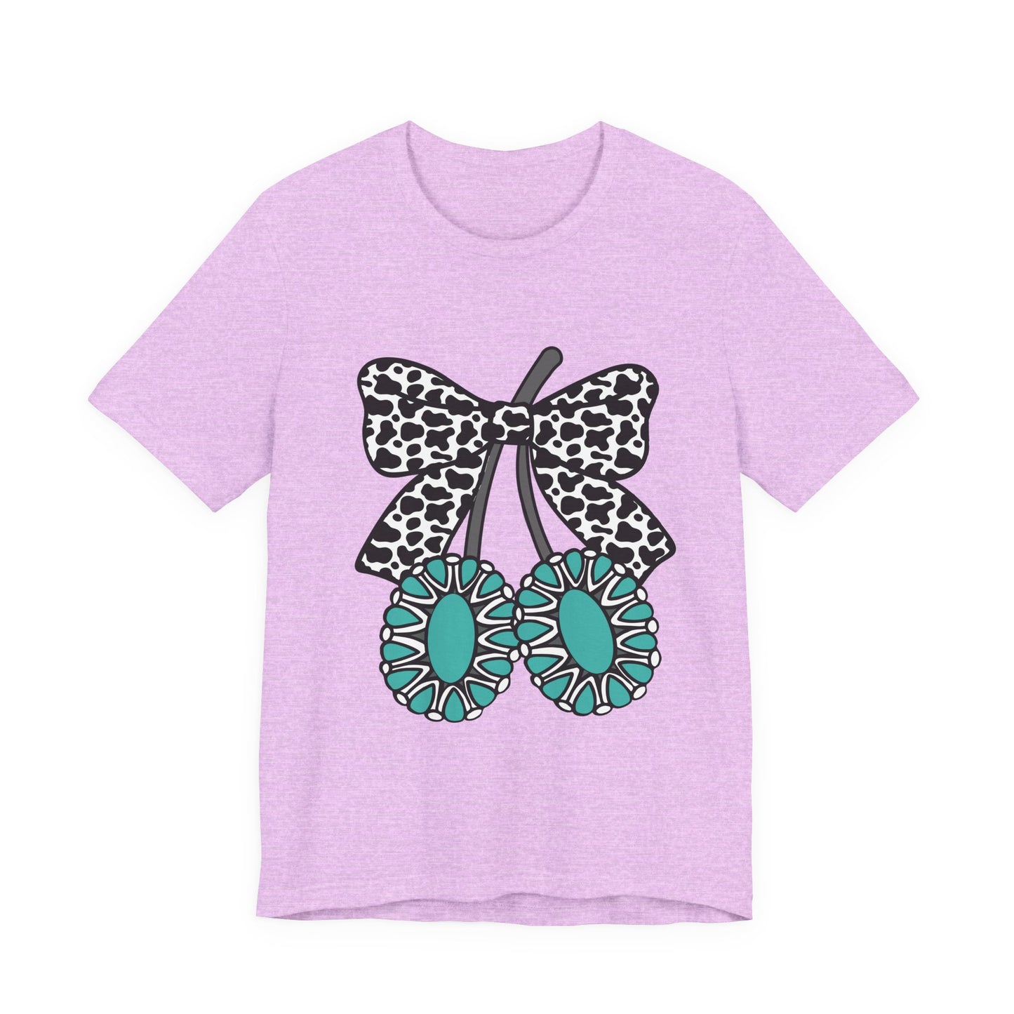 Cherry Bow Tee — Teal Daisy Cherries Graphic T-Shirt
