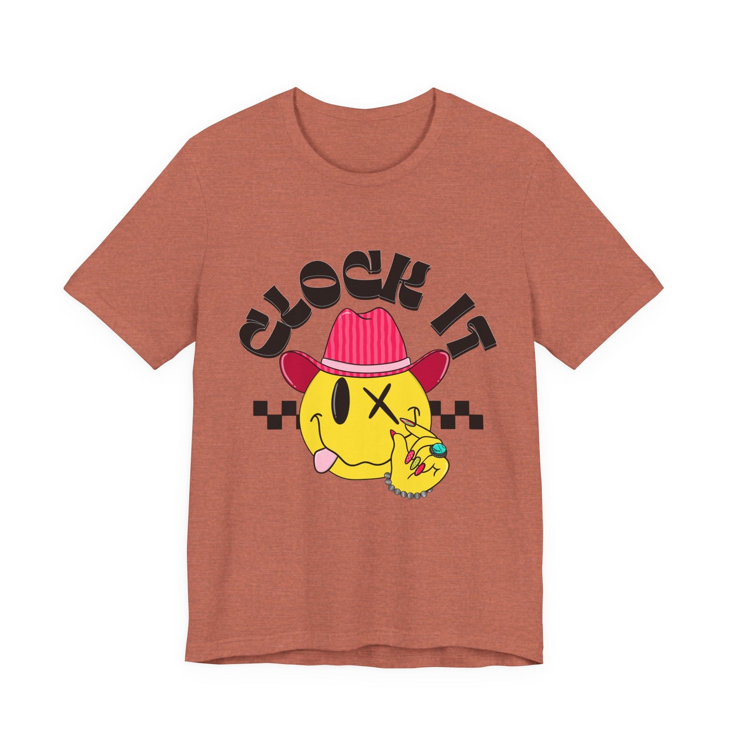 Clock It Retro Cowboy Emoji Graphic Tee