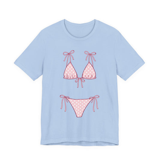 Pink Polka Dot Cute Summer Swim Graphic Tee