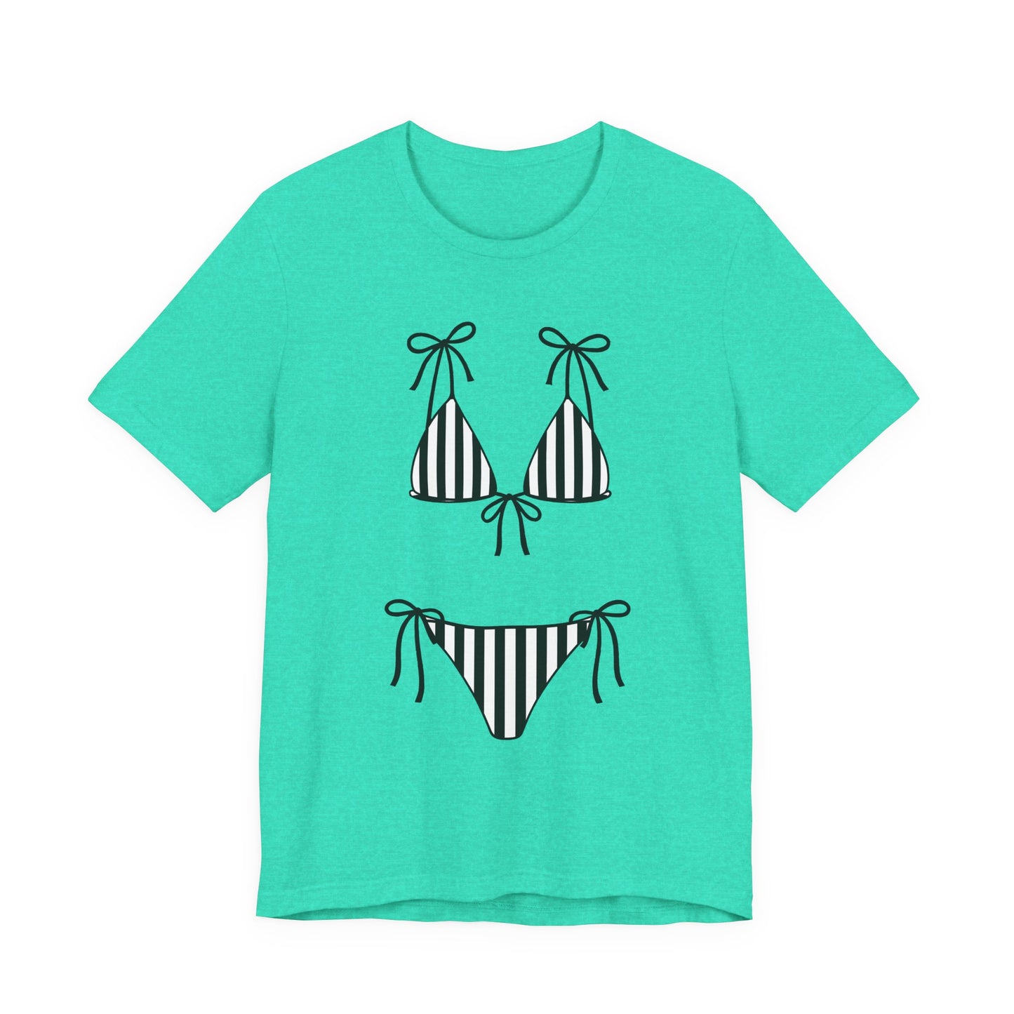 Bikini Graphic Striped Swimsuit Tee