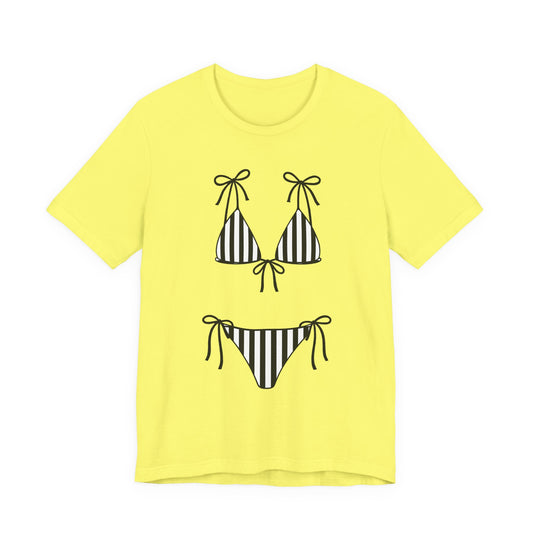 Bikini Graphic Striped Swimsuit Tee