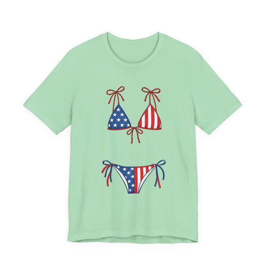 Patriotic Bikini Tee — USA Flag Swimwear Graphic T-Shirt (Fourth of July)