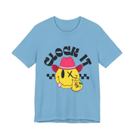 Clock It Retro Cowboy Emoji Graphic Tee
