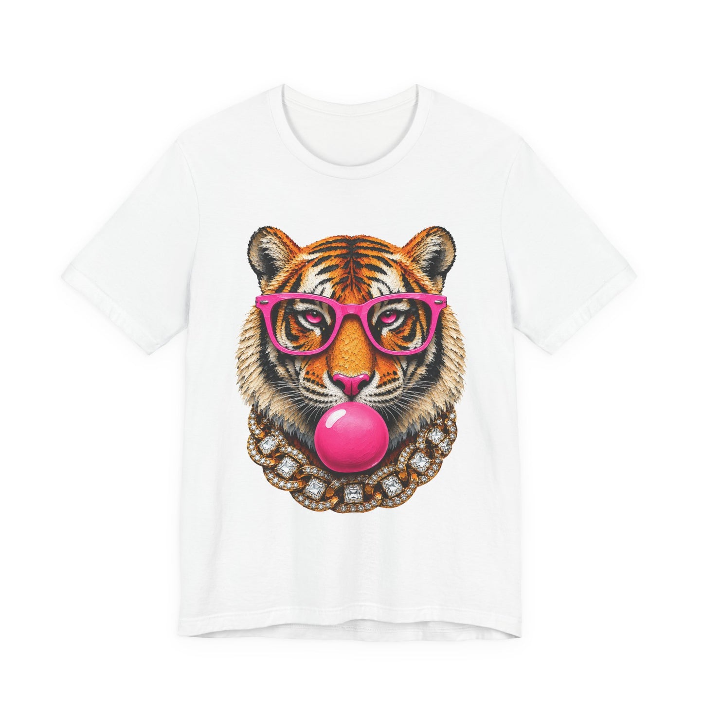 Tiger with Pink Glasses Graphic T-Shirt