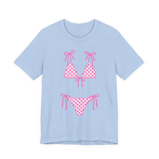 Bikini Graphic Tee -Pink Polka Dot Bikini