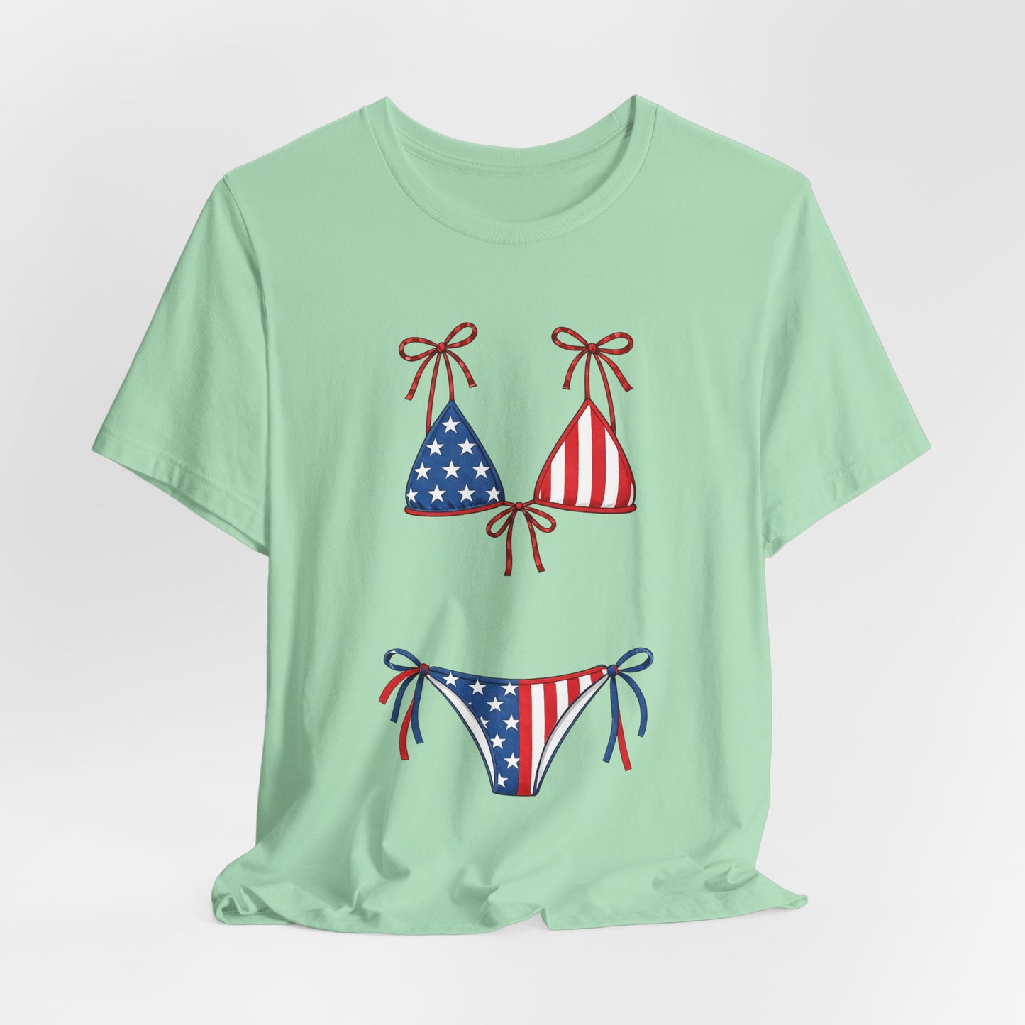 Patriotic Bikini Tee — USA Flag Swimwear Graphic T-Shirt (Fourth of July)