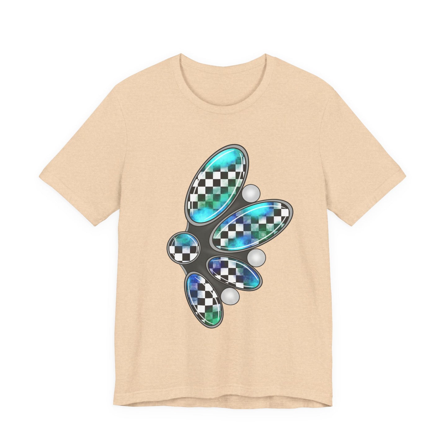 Blue Green Checkerboard Jewelry Graphic Tee