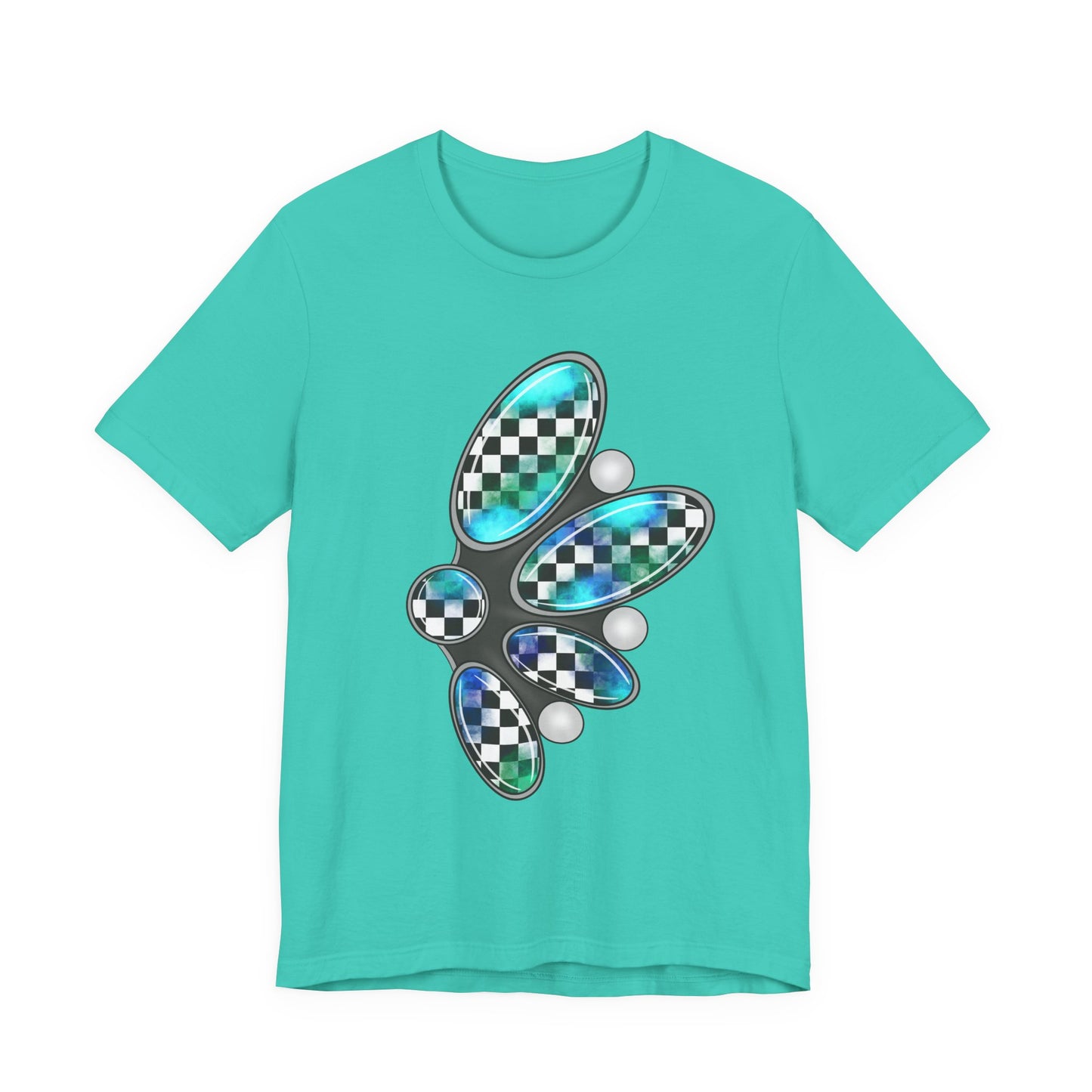 Blue Green Checkerboard Jewelry Graphic Tee
