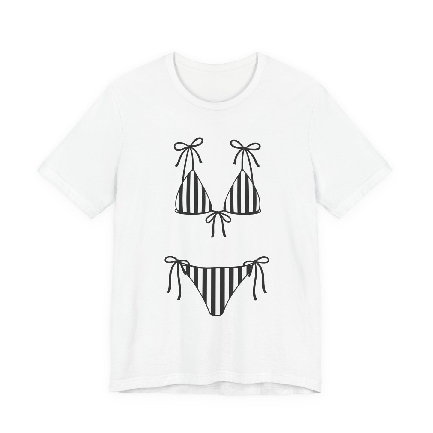 Bikini Graphic Striped Swimsuit Tee