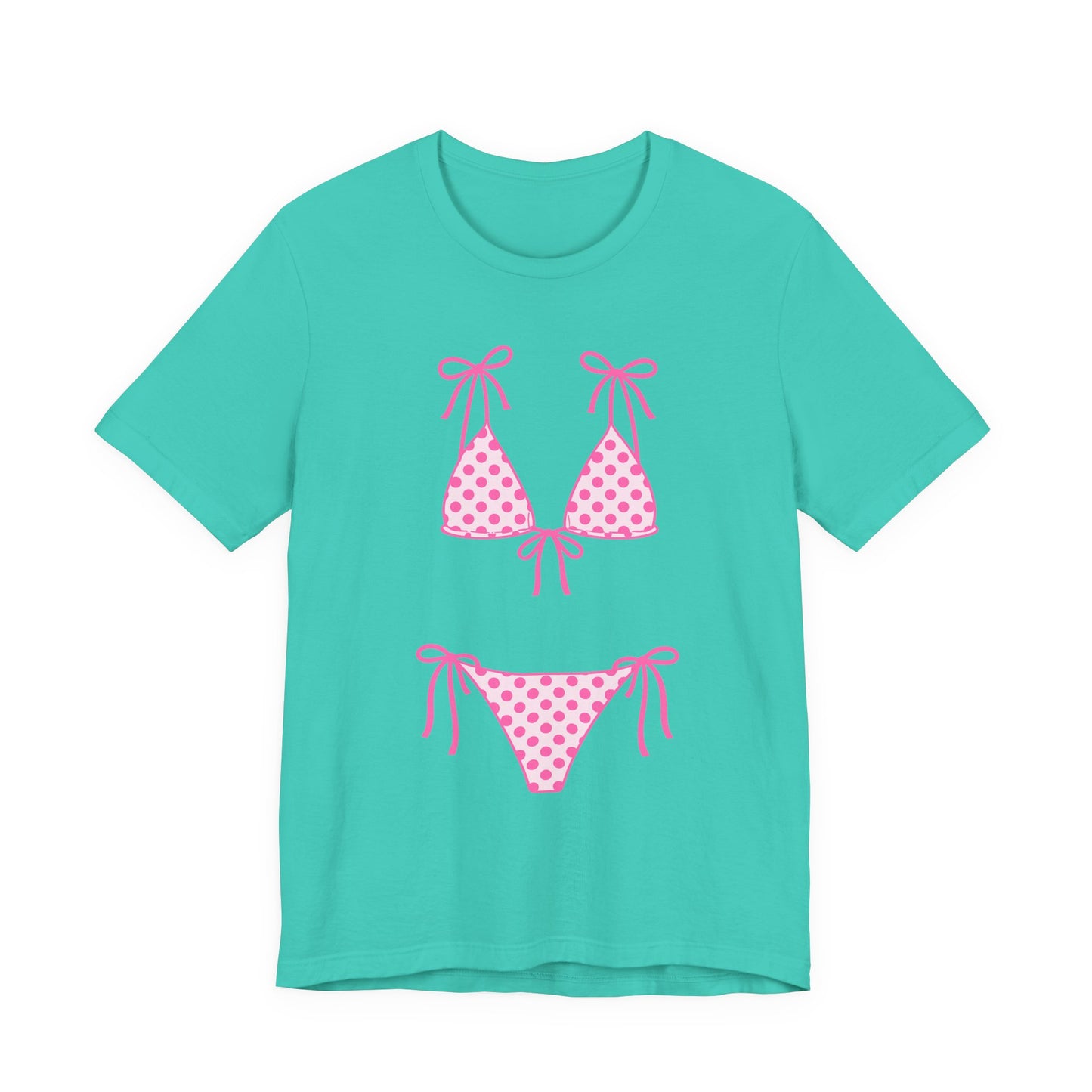 Bikini Graphic Tee -Pink Polka Dot Bikini