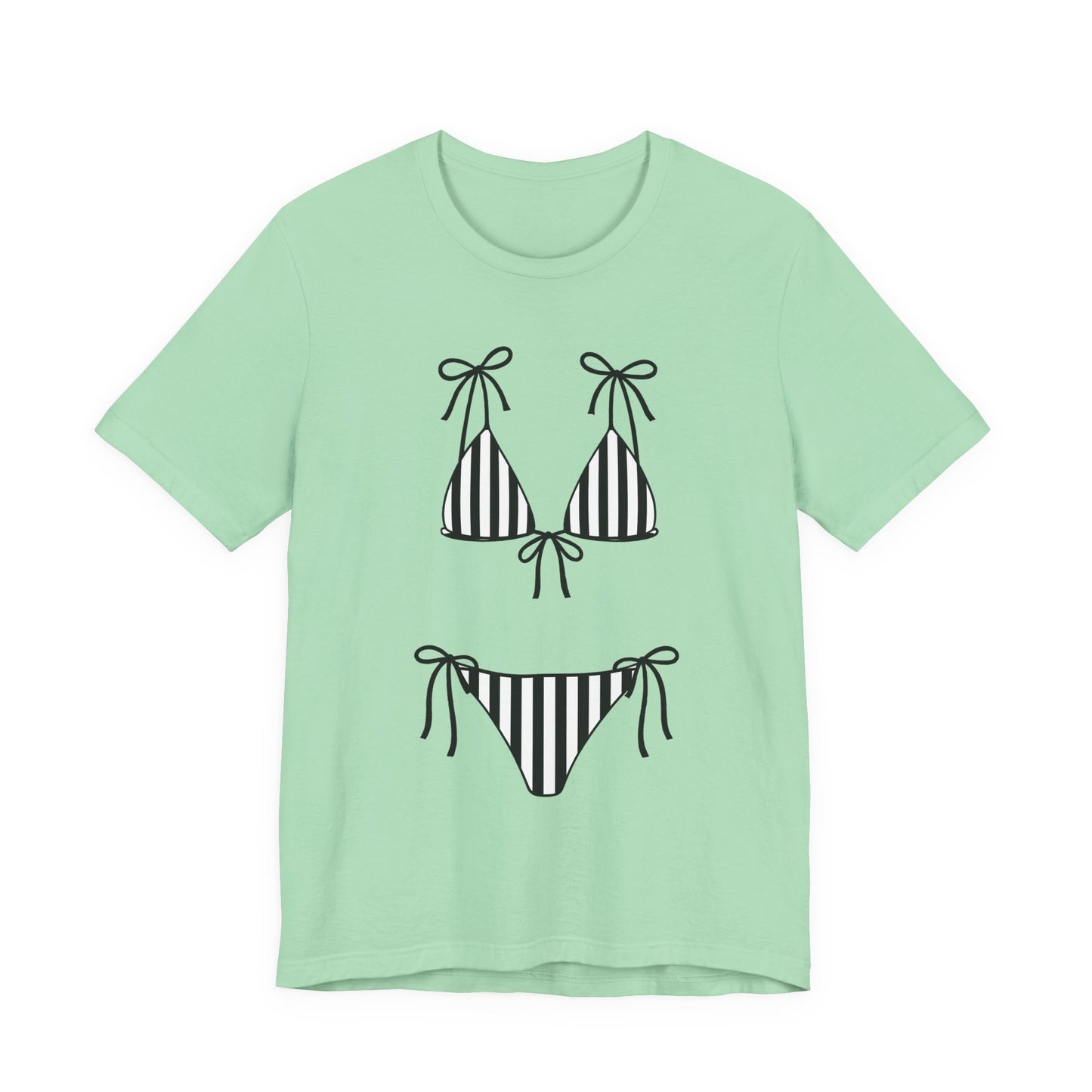 Bikini Graphic Striped Swimsuit Tee