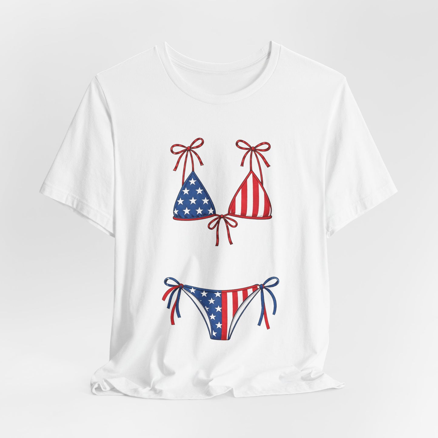 Patriotic Bikini Tee — USA Flag Swimwear Graphic T-Shirt (Fourth of July)