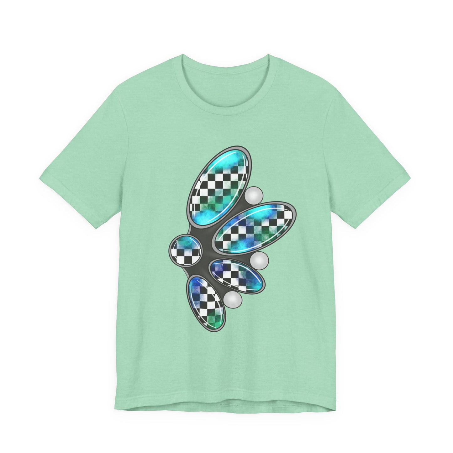Blue Green Checkerboard Jewelry Graphic Tee