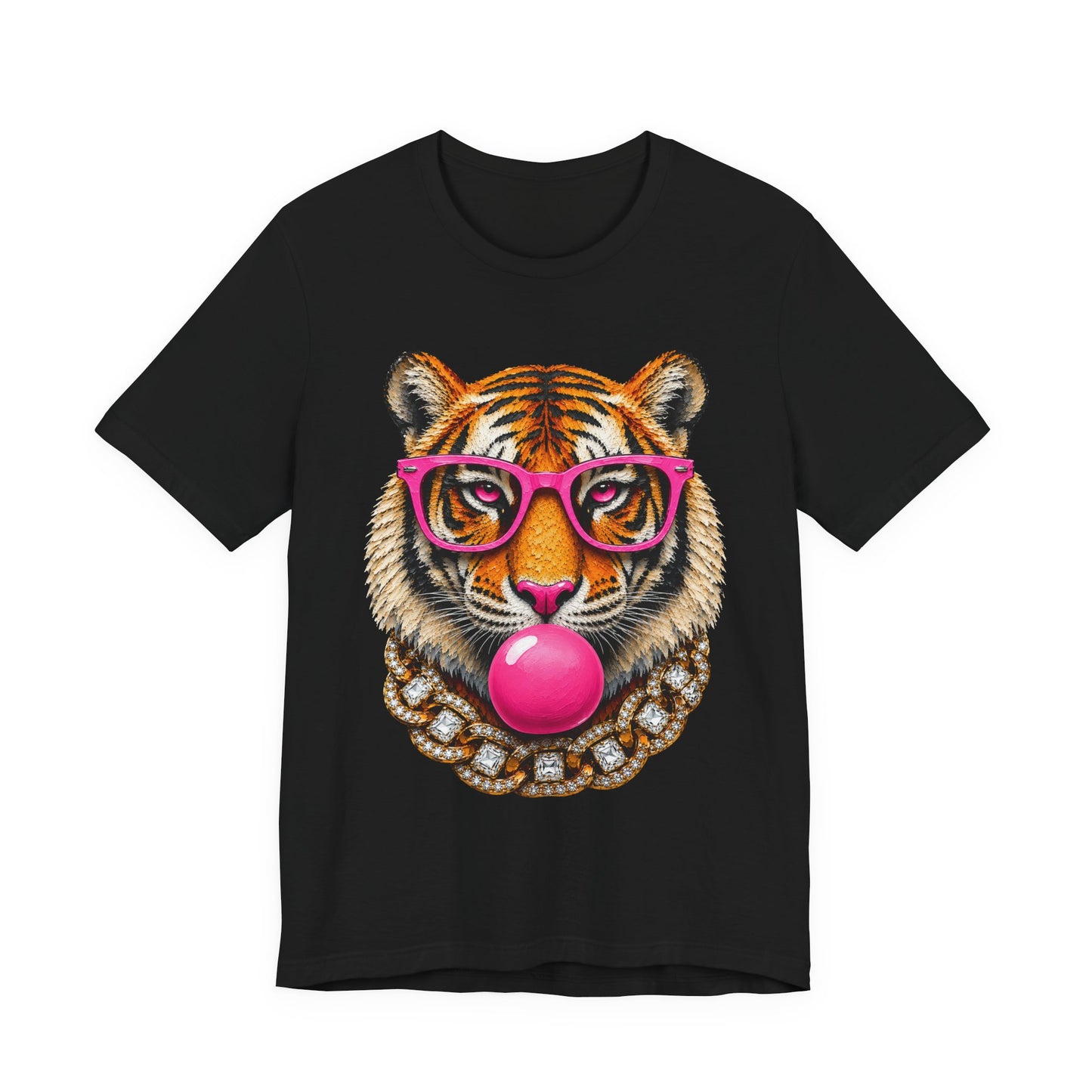 Tiger with Pink Glasses Graphic T-Shirt