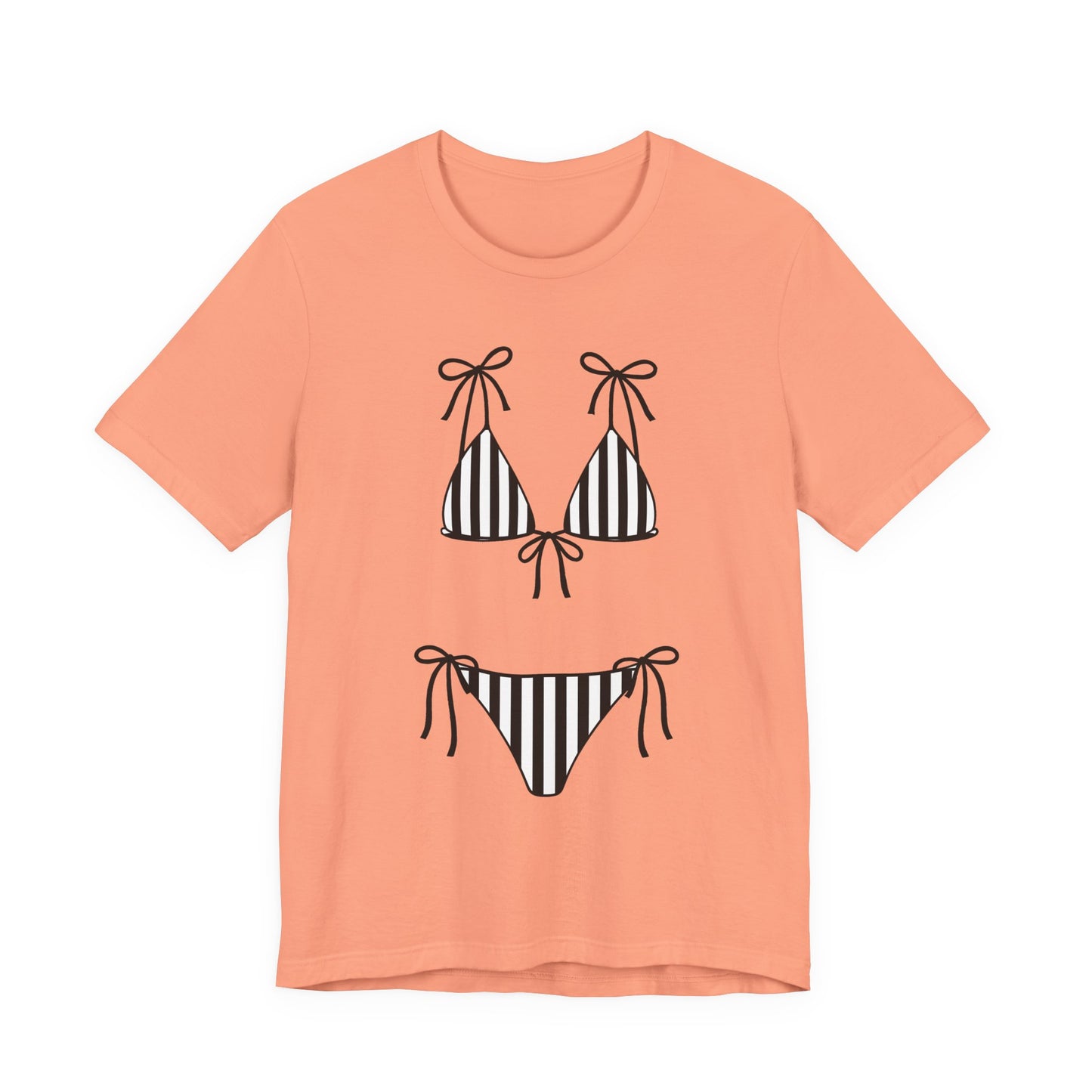 Bikini Graphic Striped Swimsuit Tee