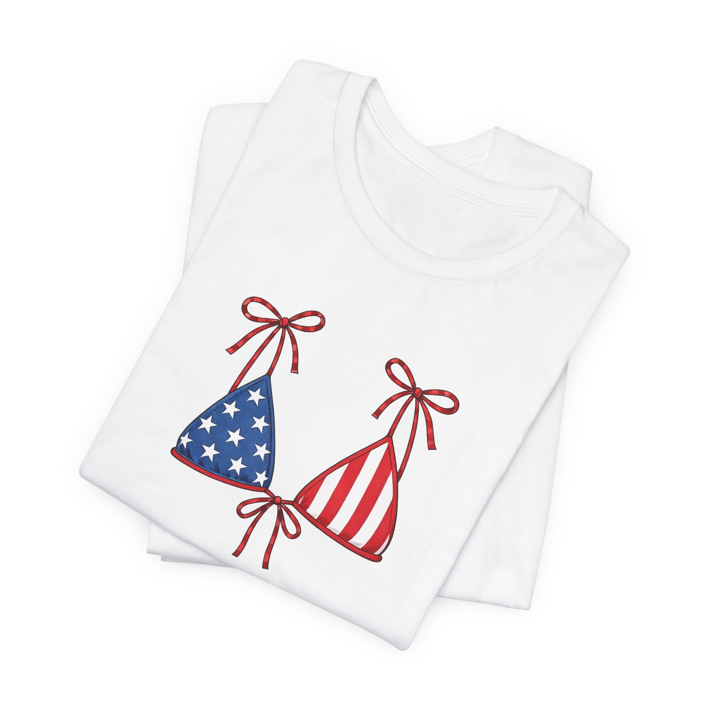 Patriotic Bikini Tee — USA Flag Swimwear Graphic T-Shirt (Fourth of July)