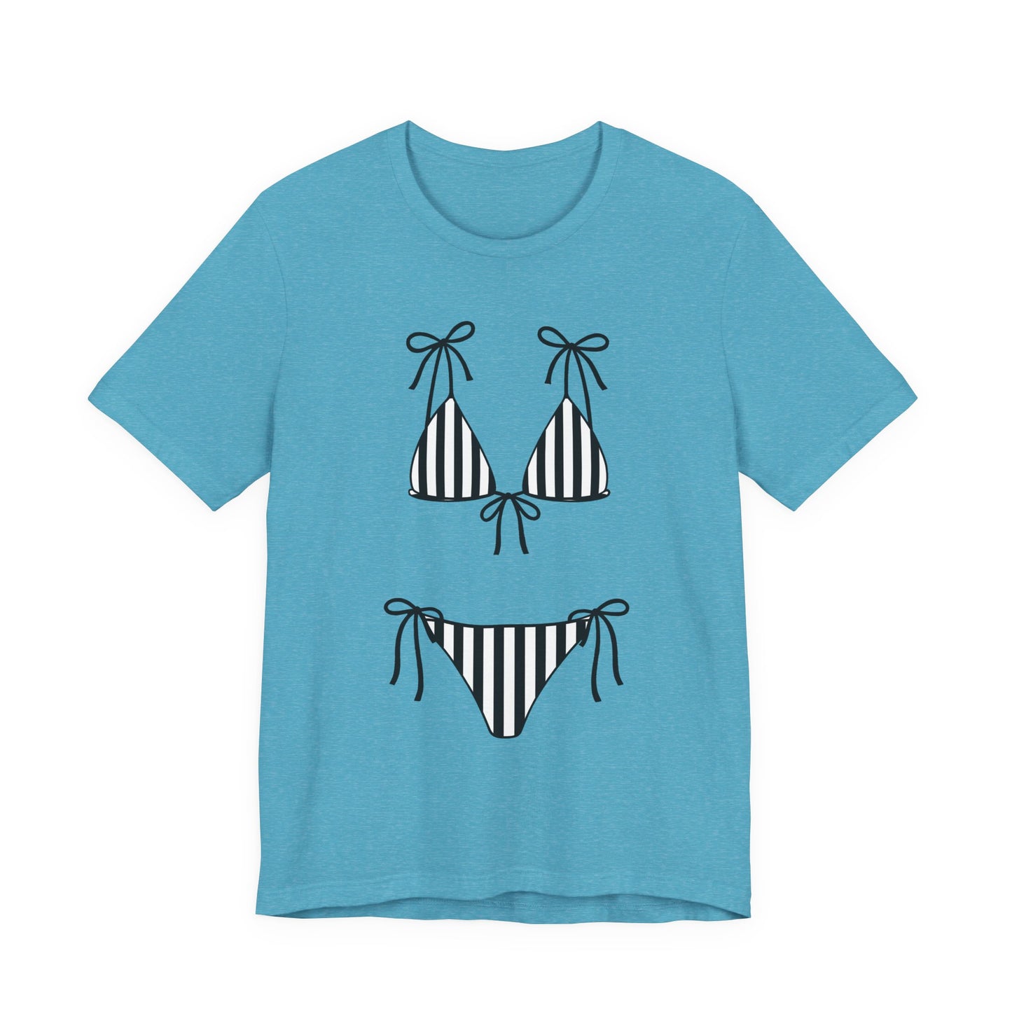 Bikini Graphic Striped Swimsuit Tee