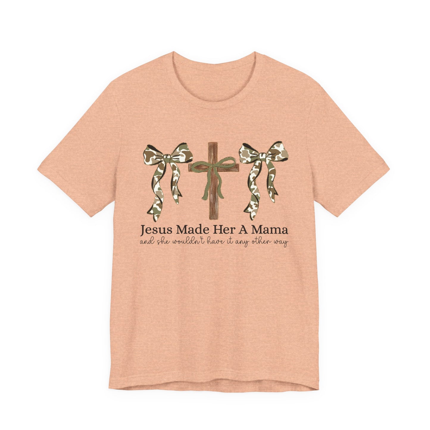 Jesus Made Her A Mama Cross & Camo Bow Graphic Tee