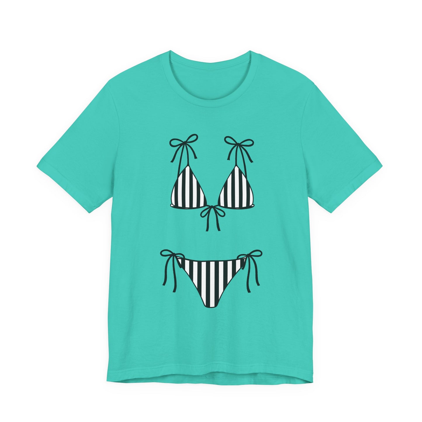 Bikini Graphic Striped Swimsuit Tee