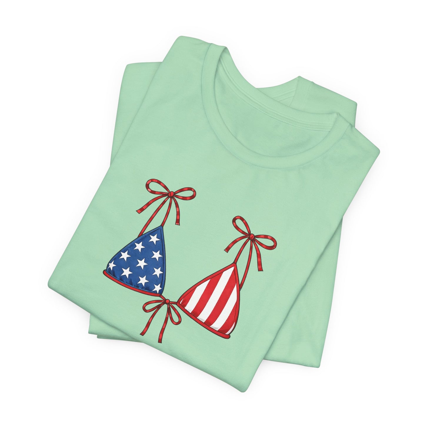 Patriotic Bikini Tee — USA Flag Swimwear Graphic T-Shirt (Fourth of July)