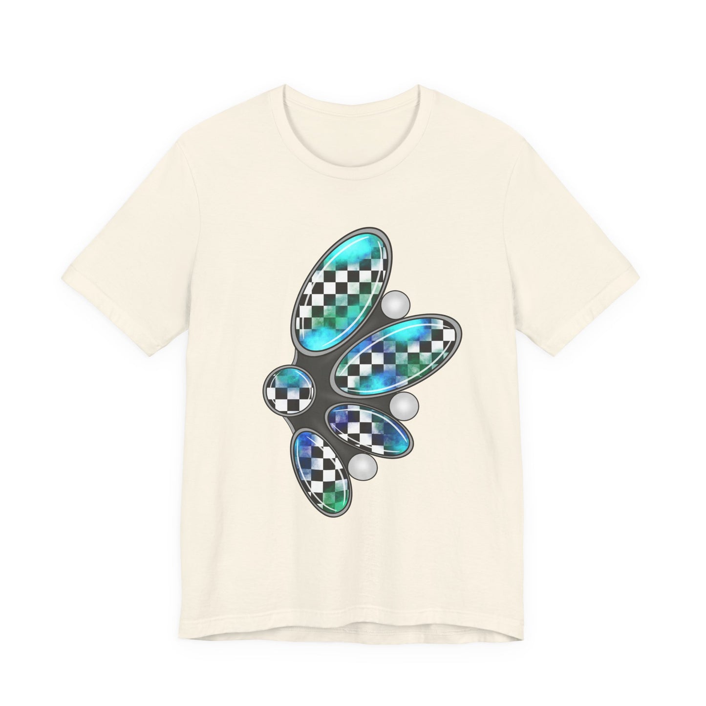 Blue Green Checkerboard Jewelry Graphic Tee