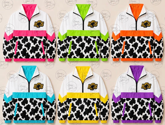 Neon Cow Print Steer Spirit Windbreaker